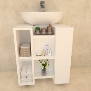 Gabinete Armário Banheiro Pia De Coluna - Branco